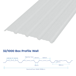 32/1000 Box Profile Wall Cladding - Galvanised